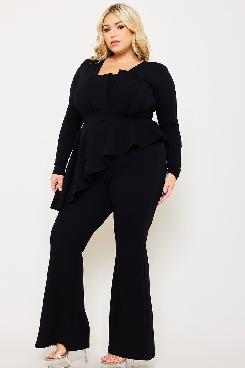 PEPLUM TOP PLUS SIZE JUMPSUIT&nbsp;