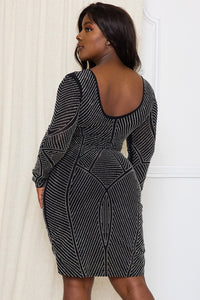 RHINESTONE FRONT AND BACK MIDI DRESS