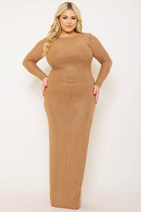 PATTERNED RHINESTONE PLUS SIZE MAXI DRESS