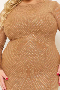 PATTERNED RHINESTONE PLUS SIZE MAXI DRESS