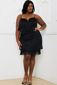 LAYERED FRINGE PLUS SIZE MINI DRESS