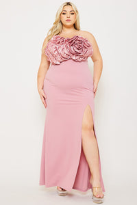 SEQUIN FLOWER BUST PLUS SIZE MAXI DRESS