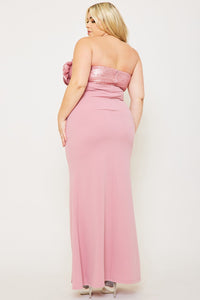 SEQUIN FLOWER BUST PLUS SIZE MAXI DRESS