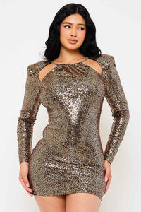 SEQUIN OPEN BACK MINI DRESS