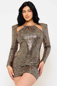 SEQUIN OPEN BACK MINI DRESS