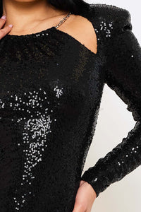 SEQUIN OPEN BACK MINI DRESS