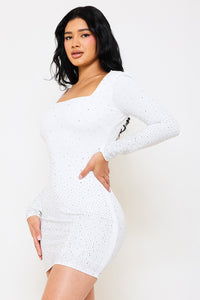 GRADATION RHINESTONE MINI DRESS