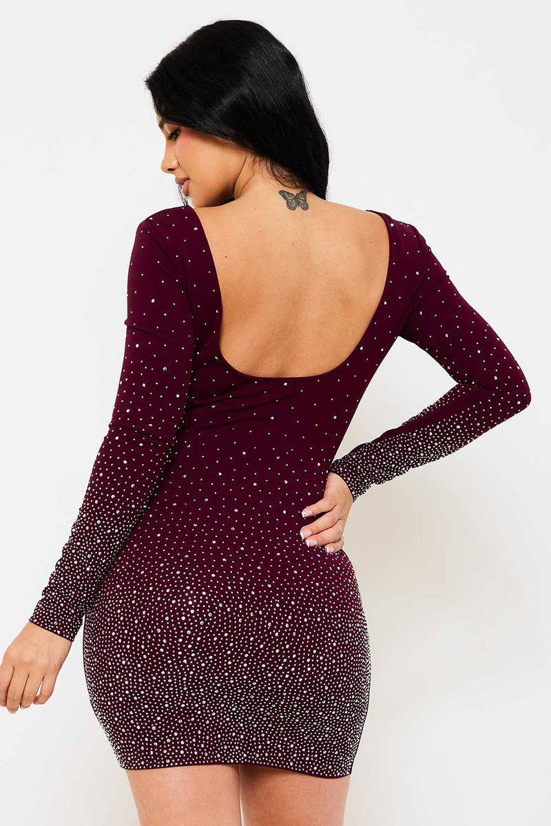 GRADATION RHINESTONE MINI DRESS