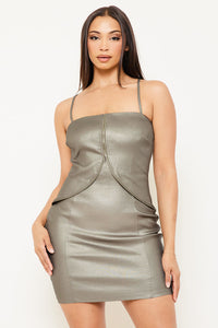 FAUX LEATHER WITH ZIPPER DETAIL MINI DRESS