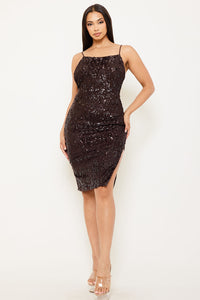 SEQUIN SQUARE NECK MINI DRESS