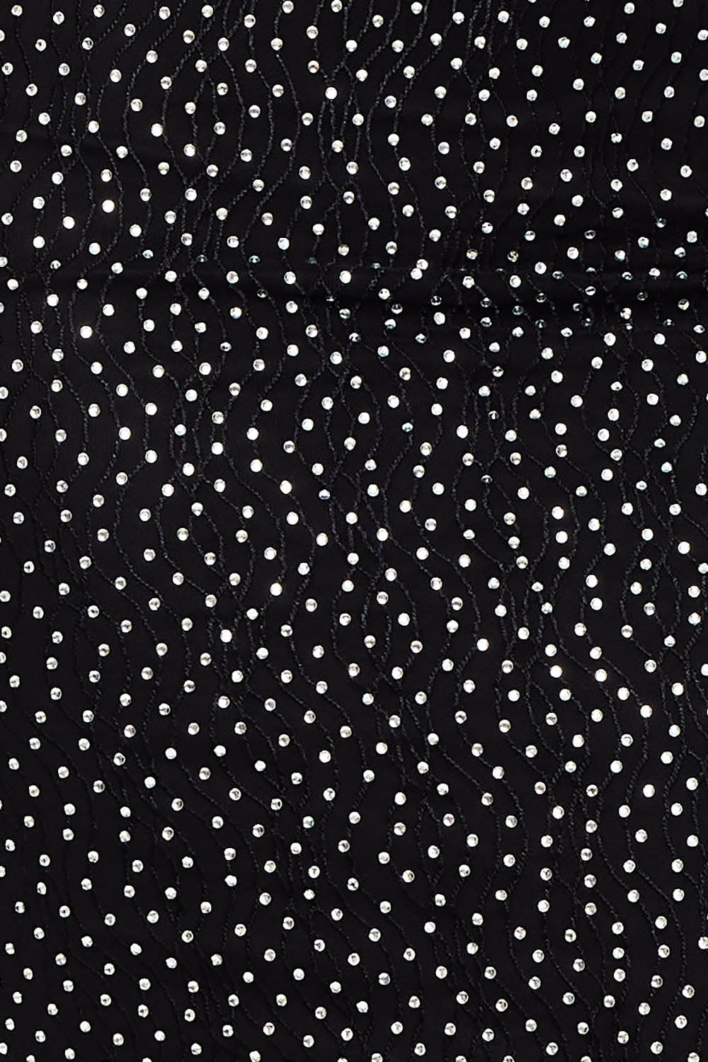 RHINESTONE ON STRETCH WAVY MESH MINI DRESS