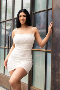 FLORAL LACE WITH BEAD DETAIL MINI DRESS