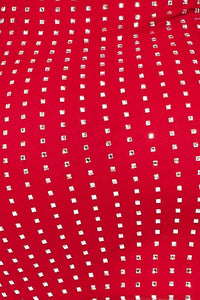 RHINESTONE ON POWER MESH DRAPED FRONT MINI DRESS