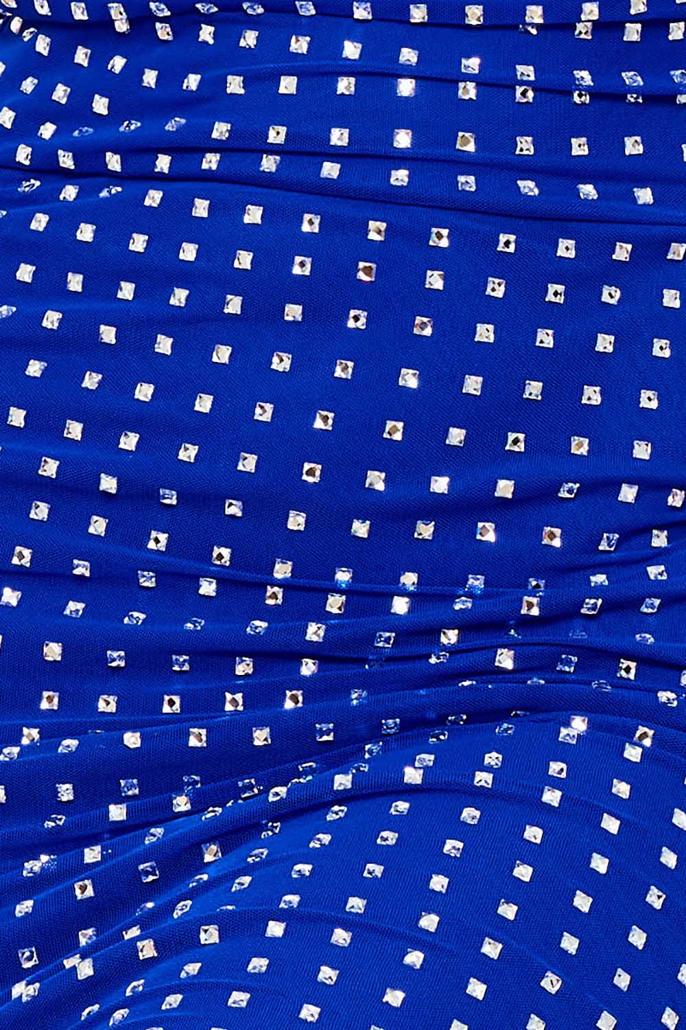 RHINESTONE ON POWER MESH DRAPED FRONT MINI DRESS