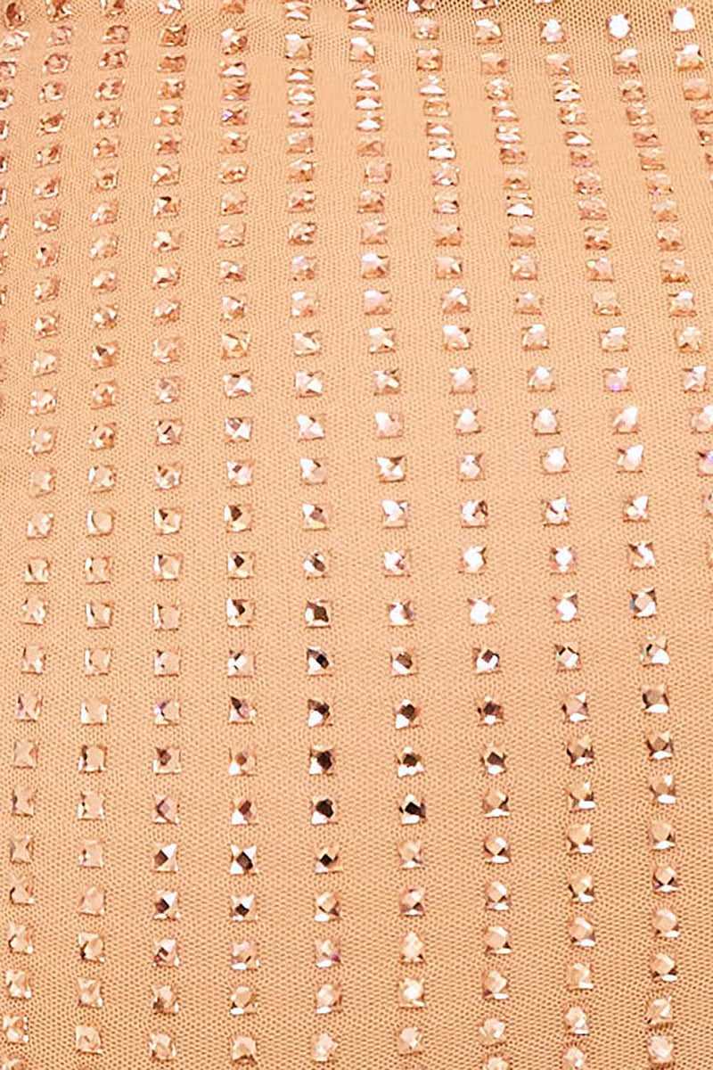 RHINESTONE ON POWER MESH TUBE TOP MINI DRESS