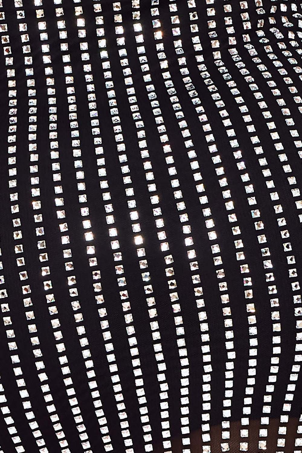 RHINESTONE ON POWER MESH TUBE TOP MINI DRESS