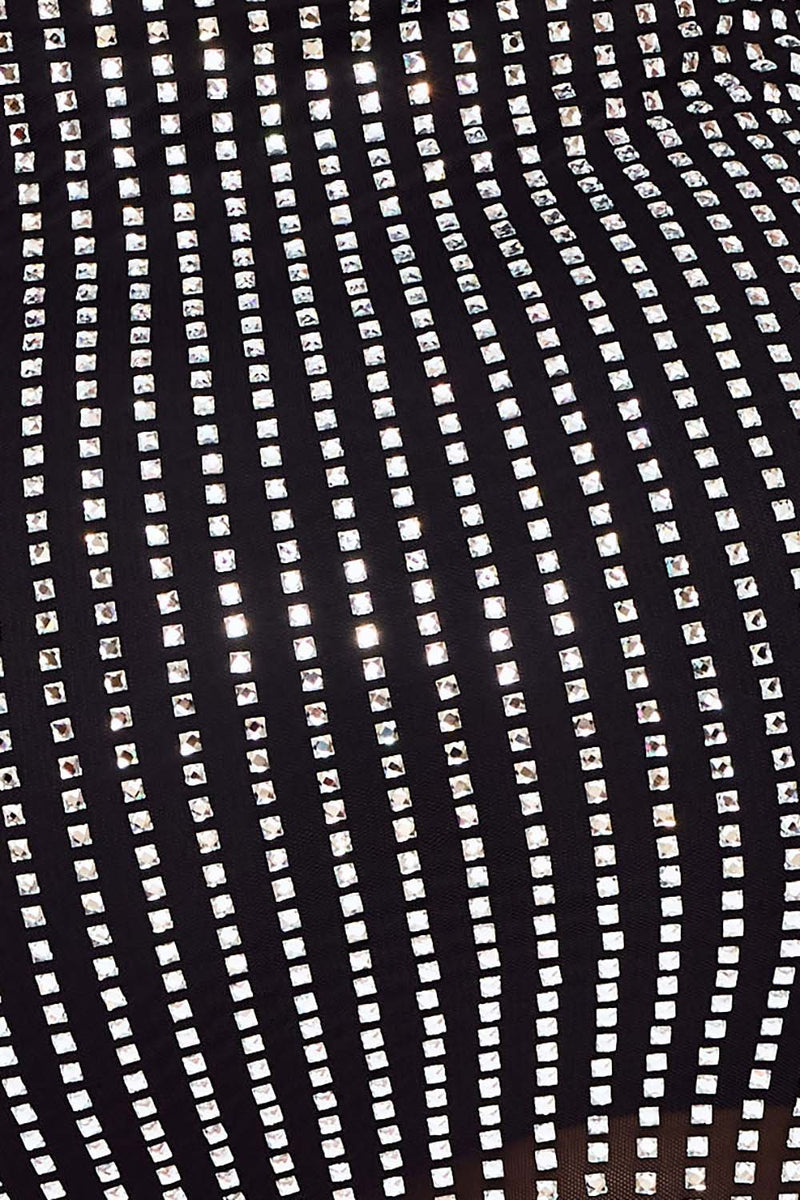 RHINESTONE ON POWER MESH TUBE TOP MINI DRESS