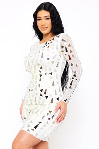 MIRROR GLASS PIECES MINI DRESS