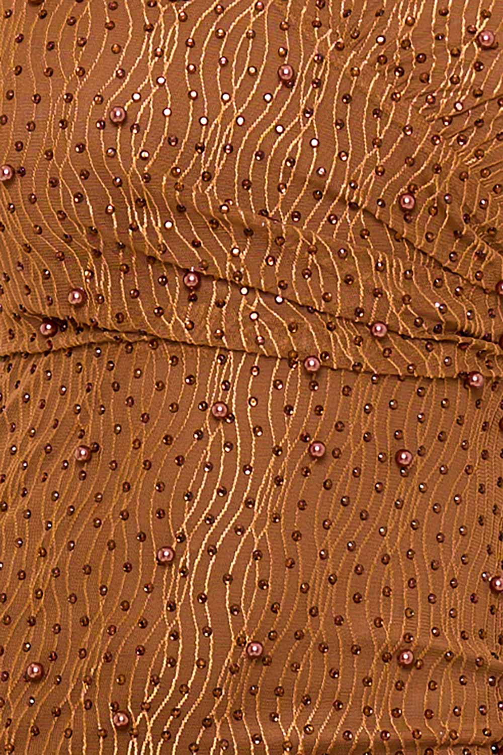 PEARL DETAILED WAVY MESH MINI DRESS