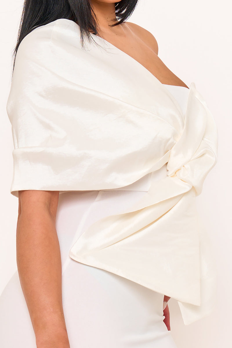 ONE SHOULDER TWIST TIE DETAIL FRONT MINI DRESS