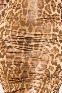 LEOPARD PRINT PLUNGING V-NECK MIDI DRESS