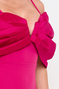 OVERSIZED SATIN BOW OFF THE SHOULDER MINI DRESS