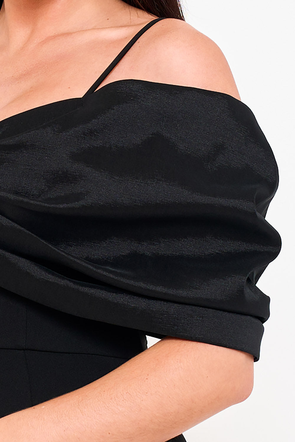 OVERSIZED SATIN BOW OFF THE SHOULDER MINI DRESS