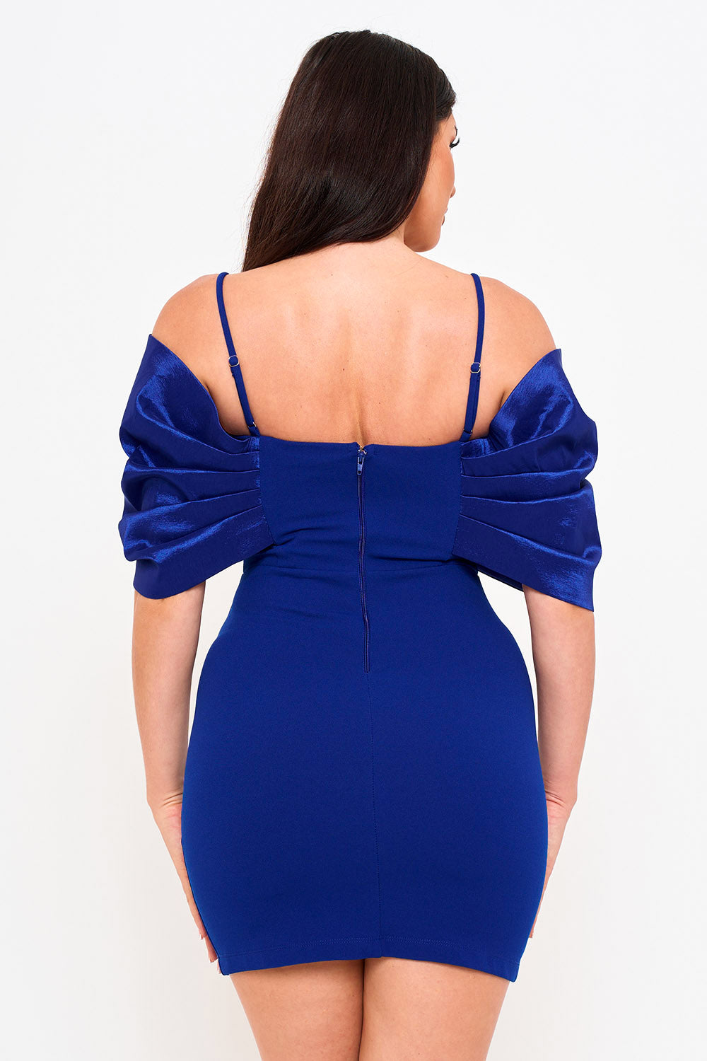 OVERSIZED SATIN BOW OFF THE SHOULDER MINI DRESS