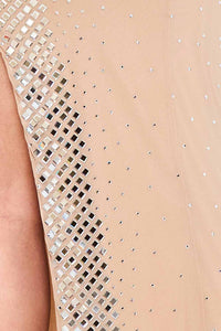 SQUARE RHINESTONE BODY MAXI DRESS