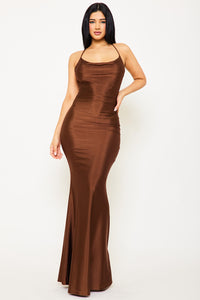 BASIC COWL NECK SLIM MAXI DRESS