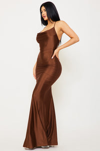 BASIC COWL NECK SLIM MAXI DRESS