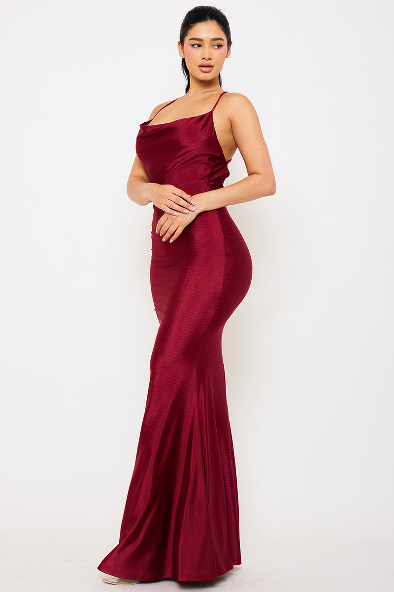 BASIC COWL NECK SLIM MAXI DRESS