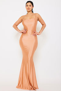 BASIC COWL NECK SLIM MAXI DRESS