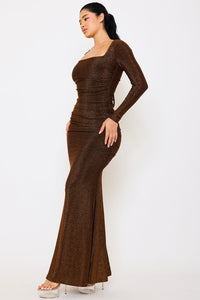 GLITTERED CRISS-CROSS LADDER BACK MAXI DRESS