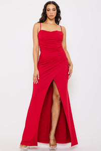 PLEATED COWL  NECK MAXI DRESS