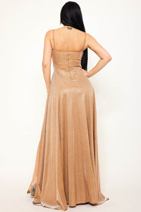 SHIMMER CORSET A-LINE MAXI DRESS