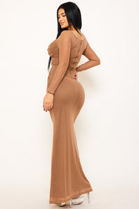 POWERMESH WITH GLITTER MAXI DRESS