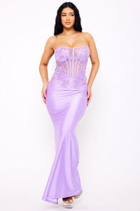 GLITTER SHAKIRA RIB LACE DETAILED MAXI DRESS