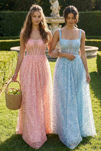SEQUINS ON MESH BALL GOWN MAXI DRESS