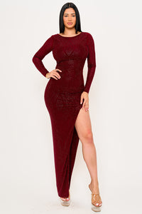 FULL RHINESTONE STUDDED MAXI DRESS