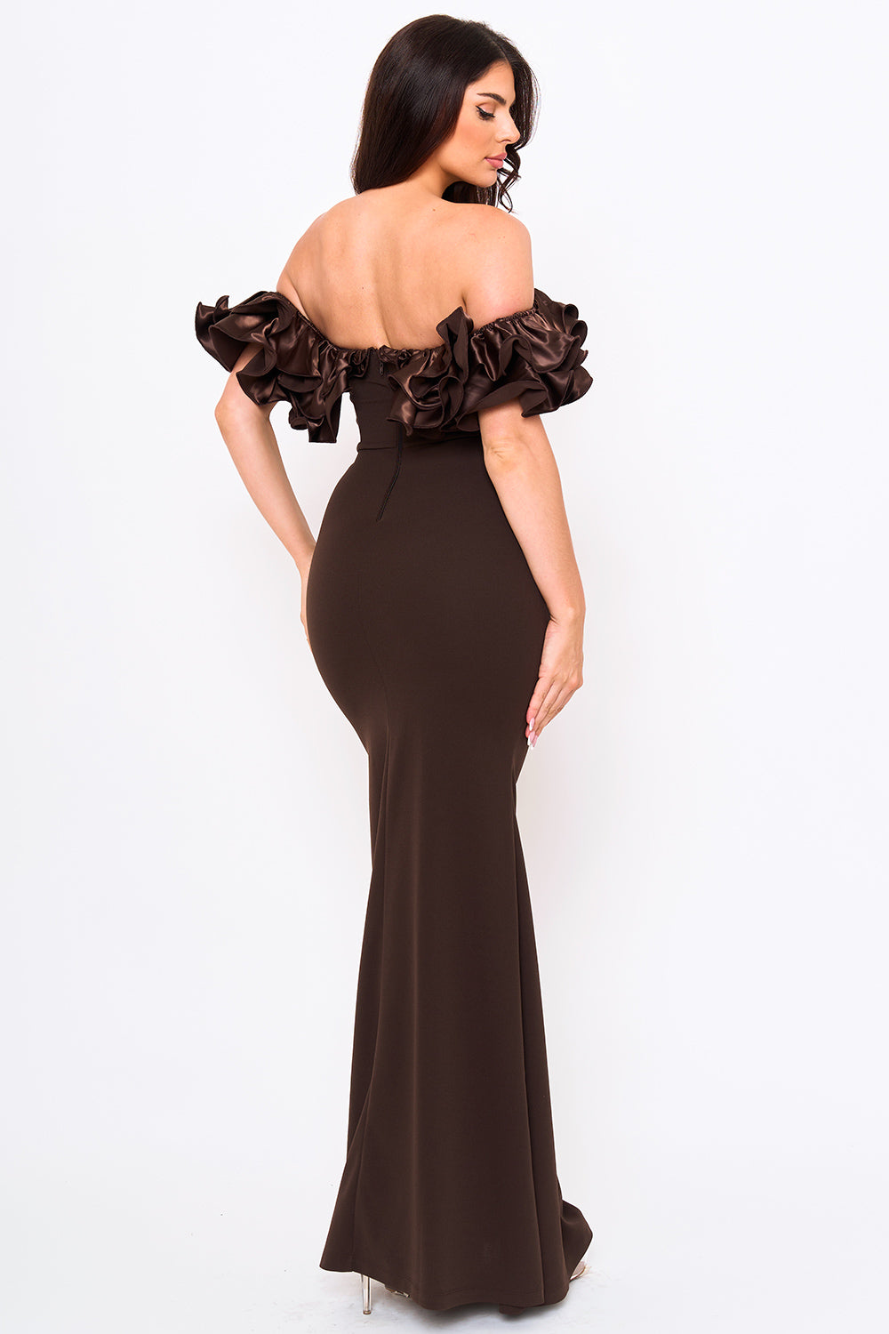 RUFFLE OFF THE SHOULDER MAXI DRESS