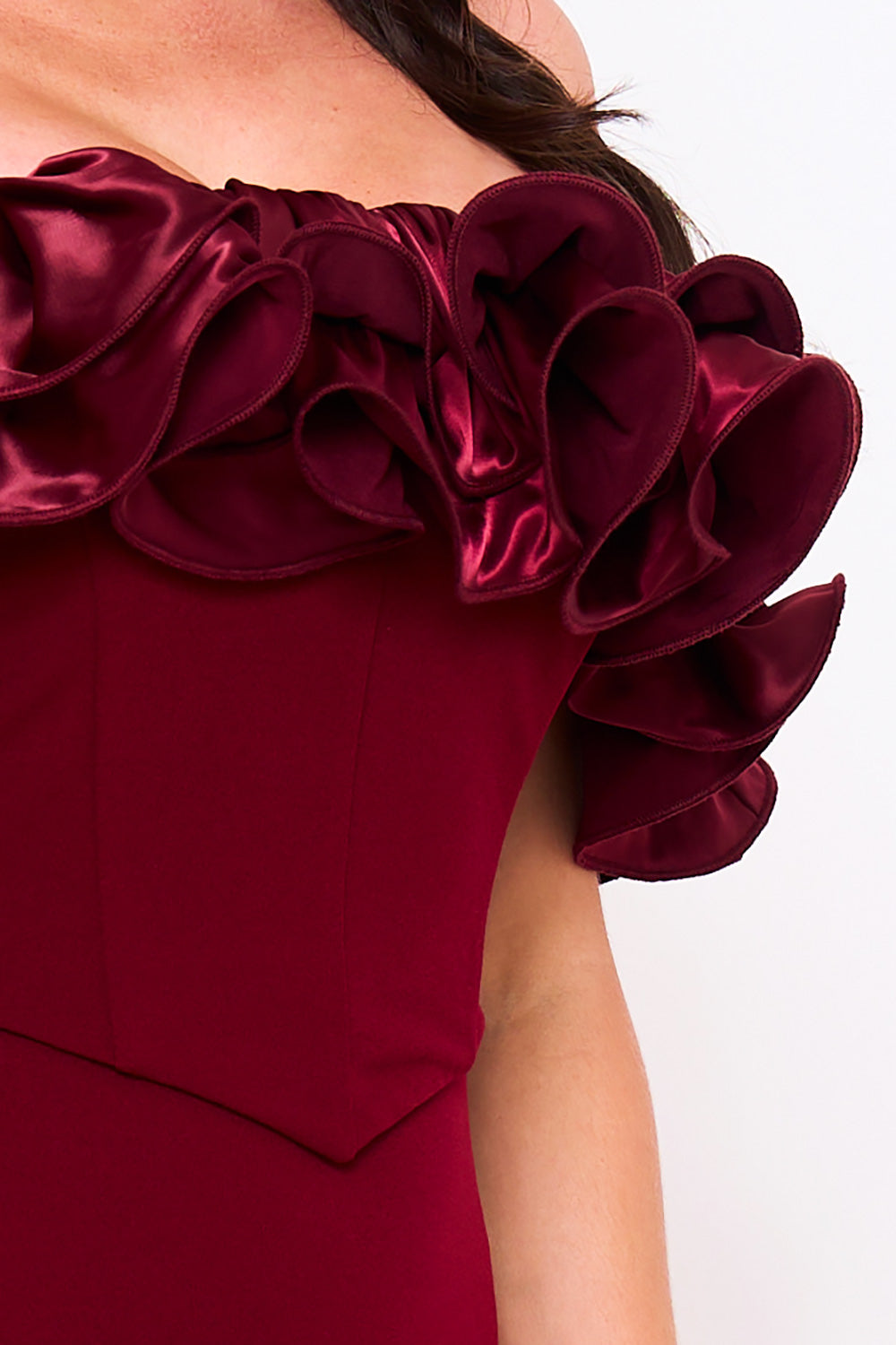 RUFFLE OFF THE SHOULDER MAXI DRESS