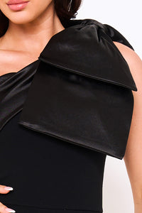 TECHNO CREPE AND SATIN MAXI DRESS