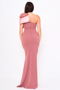 TECHNO CREPE AND SATIN MAXI DRESS