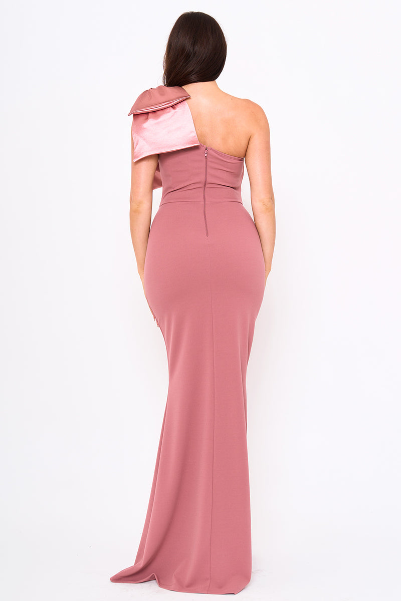 TECHNO CREPE AND SATIN MAXI DRESS