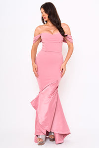SATIN CONTRAST BOTTOM MERMAID MAXI DRESS