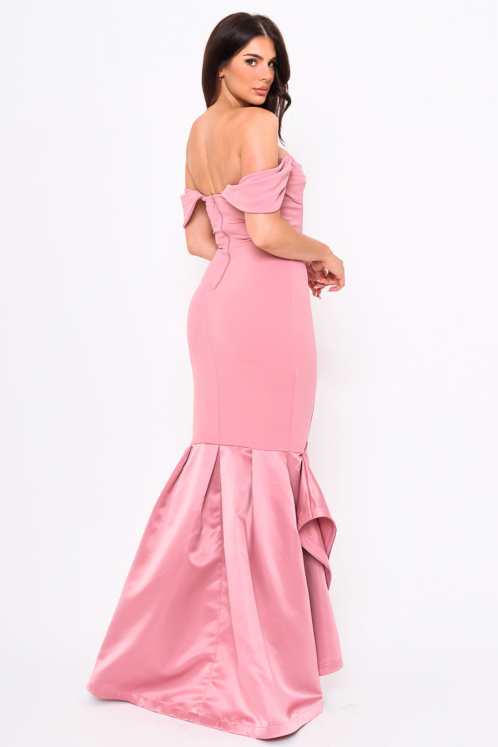 SATIN CONTRAST BOTTOM MERMAID MAXI DRESS