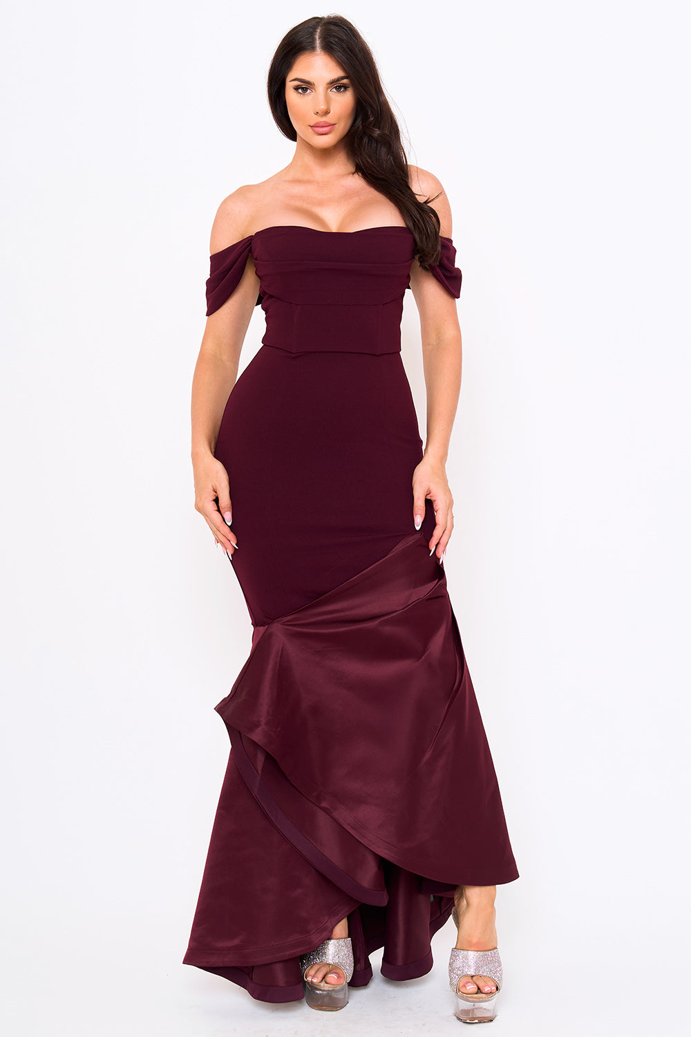 SATIN CONTRAST BOTTOM MERMAID MAXI DRESS