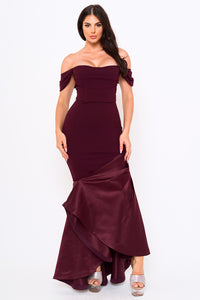 SATIN CONTRAST BOTTOM MERMAID MAXI DRESS