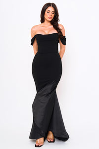 SATIN CONTRAST BOTTOM MERMAID MAXI DRESS